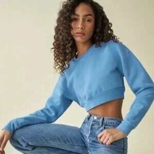 Reformation Blue Hunter Crop Sweatshirt Womens Size XS